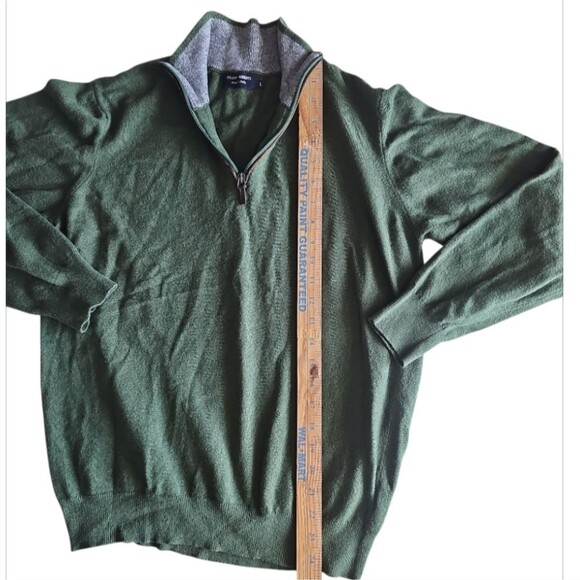 Filippo Riberti Wool Cashmere Quarter Zip Sweater Sz L Forest Green Italian Knit - Picture 7 of 11